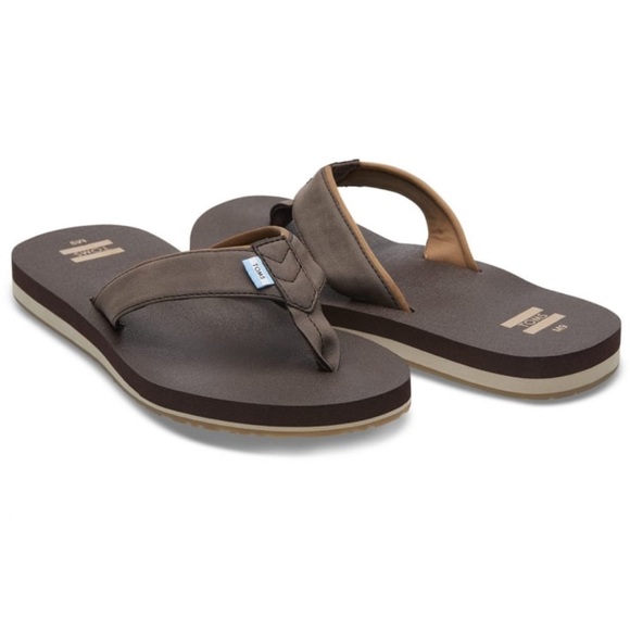 TOMS Carilo Chocolate Brown Flip Flop Sandals - Picture 1 of 4